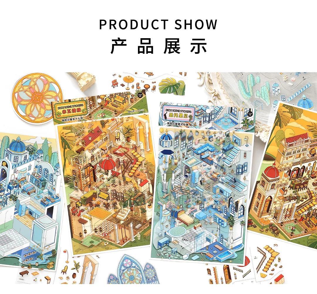 Kawaii Luxus Schloss 3D Wüste Schloss Landschaft Aufkleber DIY Tasche Kabine Szene Weihnachtsgeschenke ﻿ – Detail 5