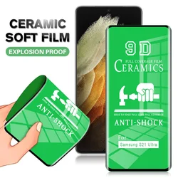 Película de cerámica suave 9D para Samsung S21 Ultra S22 Plus S20 FE S10 S9 S8, cubierta completa HD, protectores de pantalla para Galaxy Note 20 Ultra
