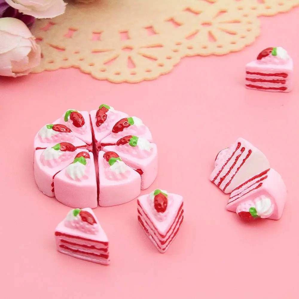 

10 Pcs DollHouse Cakes Kawaii DIY Miniature Artificial Fake Doll Food Cake Resin Ornament Craft Play Doll House Accessories