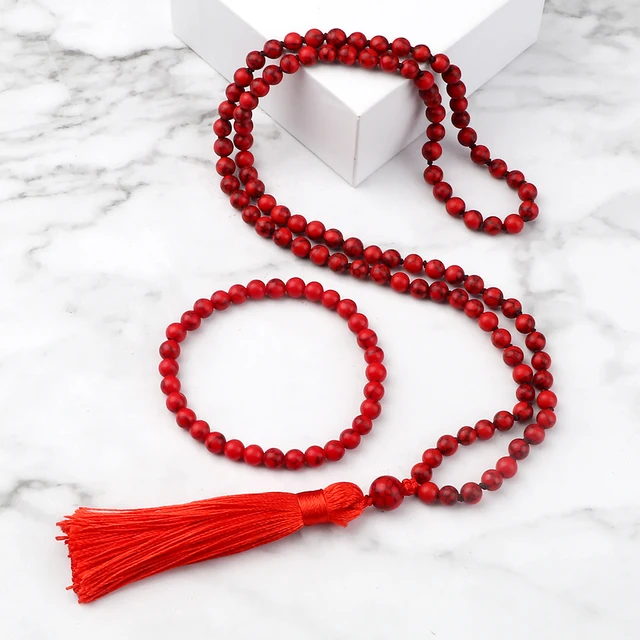 Mala Preghiera 108 Perline Legno 8mm - Bracciale Zen Con Perline Turchesi - Unisex - Foto 6