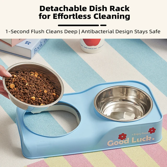 One Dopamine Color Personality High-Low Design Anti-Slip Pet Bowl, Dog and Cat Feeding Dish for Medium to Small Dogs 3