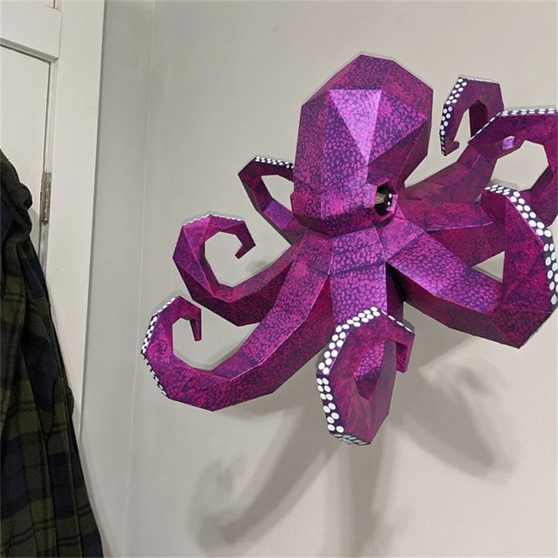 3D Paper Model 50cm Octopus Paper Model Large Marine Life 3D DIY Papercraft Home Decor Wall Decoration Hand Made Creative Puzzles Toys Paper Jigsaw Puzzle