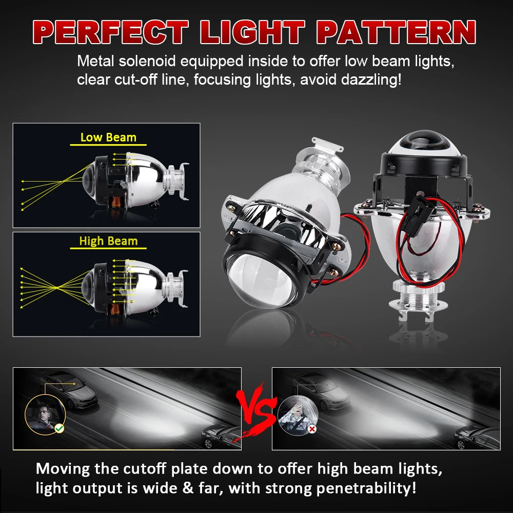 Bi-キセノンレンズ 1.8インチヘッドライト キセノンライト 自動車用モーターサイクルアクセサリー h7 h4 9005 9006 Bi-キセノンレンズ 1.8インチヘッドライト キセノンライト 自動車用