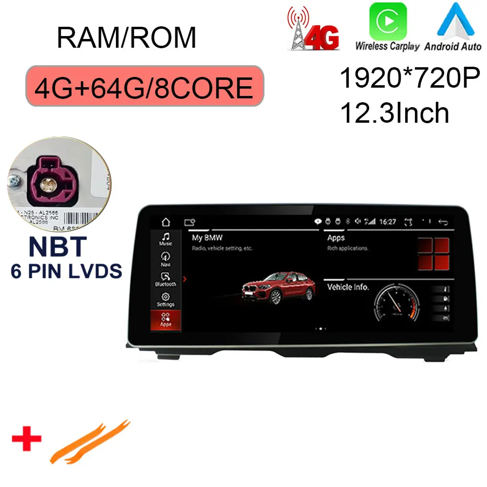 car with movie player Android 11.0 12.3 Inch 1920*720P Car Player GPS Navigation Multimedia For BMW 5 Series F10 F11 2010 - 2016 CIC or NBT System car radio Car Multimedia Players