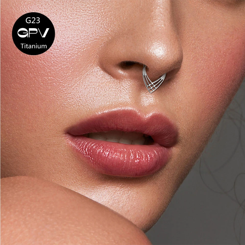 Nose Rings Piercing Jewelry Body Piercing Earrings Ear Piercing Jewelry Body Piercing Jewelry Body Jewelry G23 F136 Titanium Droplet Shaped Nasal Septum Ring Vacuum Gold-Plated Nose Ring Men's And Women's Perforated Jewelry Earrings