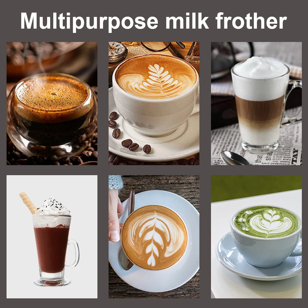 Milk Frother Handkeld Electric Foam Maker Battery Operated Stainless Steel Whisk Drink Mixer for Latte Cappuccino Hot Chocolate 4