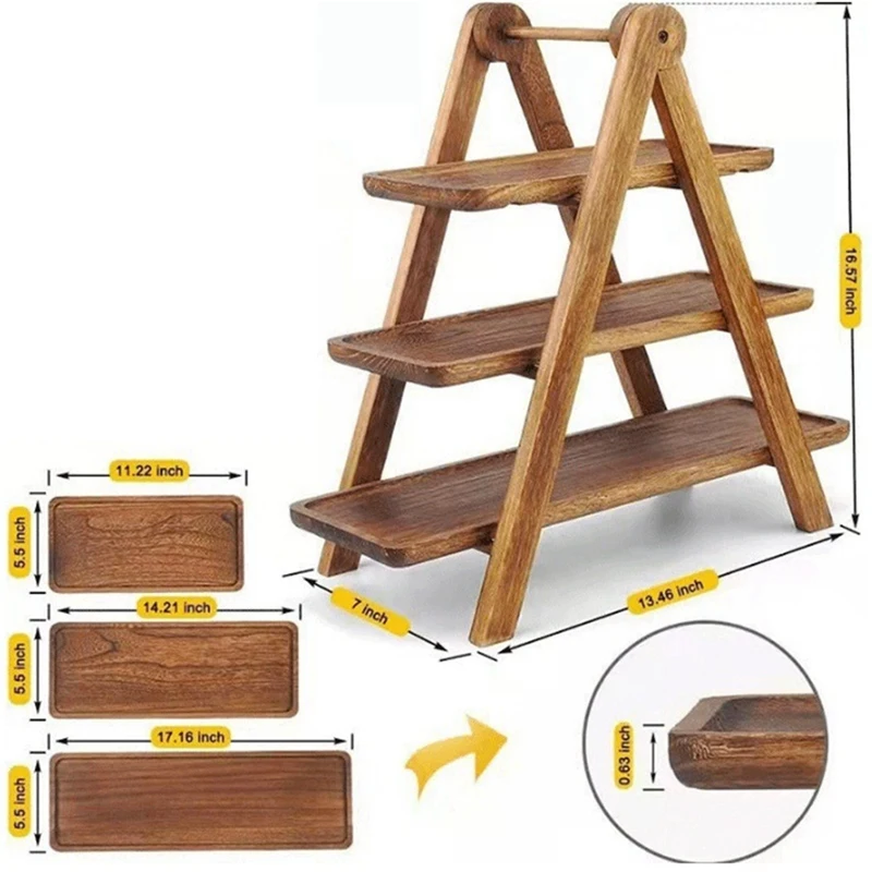 3 Tier Wood Tiered Tray Decor Cake Stand Farmhouse Tiered Tray Party Serving Dishes And Platters Trays 6