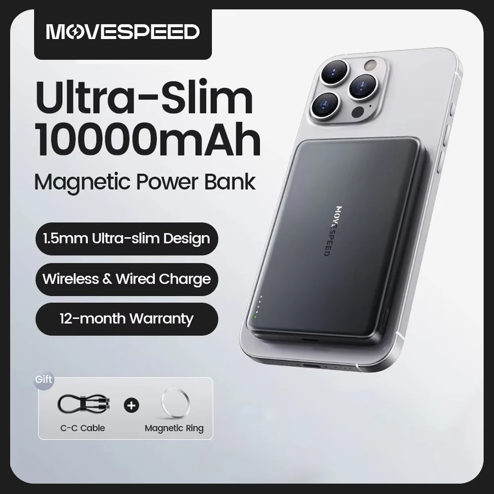 MOVESPEED S10 Slim Magnetic Power Bank 10000mAh PD20W Portable