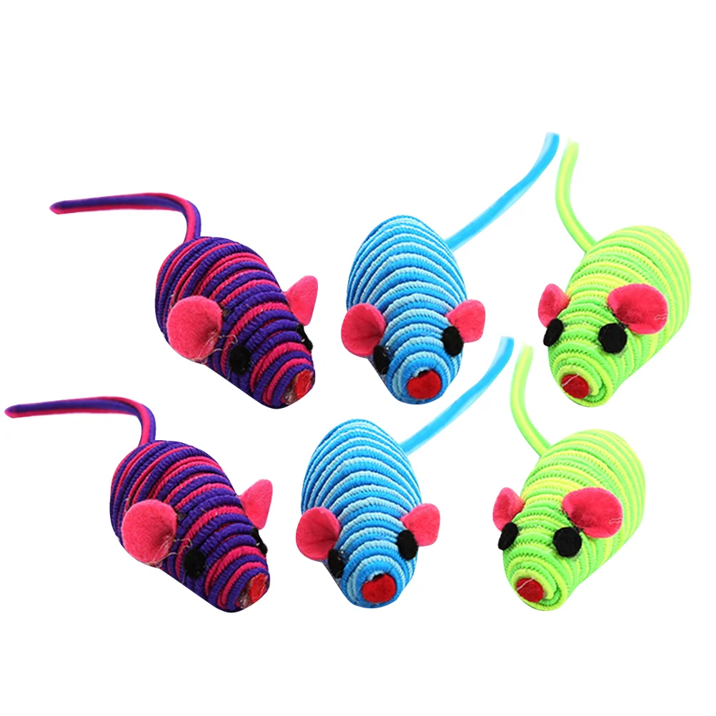 

6 Interactive Cat Elastic Rope Mouse Funny Mouse Cat Playing Props Cat Teaser,, for Kitten to Have Fun Exercise