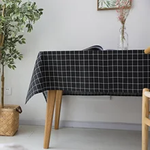 

Cotton Tablecloths, Waterproof Table Covers Lattice Black Dining Table Coffee Table Deco