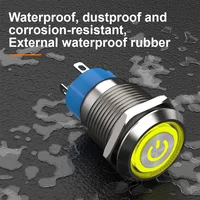 GTRIC Metal Push Button Switch 12MM LED Light Momentary  12V 220V Self-locking Latching Waterproof On/Off PC Power Switch Button - Image 4
