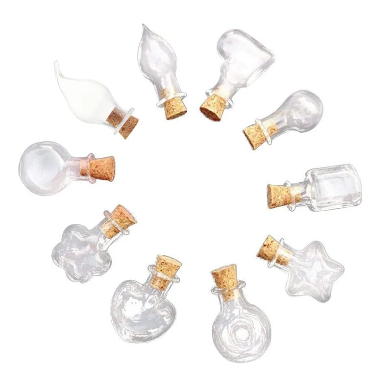 10-50Pcs Mini Glass Wishing Bottle With Cork Stoppers Clear Drifting Small Wishing Bottles For Wedding Party Home Decor Supplies