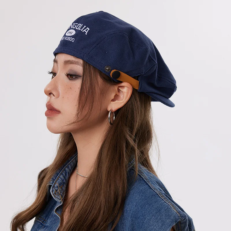 Casual Hat Beret Hat Newsboy Cap Newsboy Hat Woolen Beret Men Women Beret Spring Summer Embroidery Flat Hat Vintage Casual Newsboy Cap Unisex Cotton Gatsby Cabbie Cap Front Back Wear