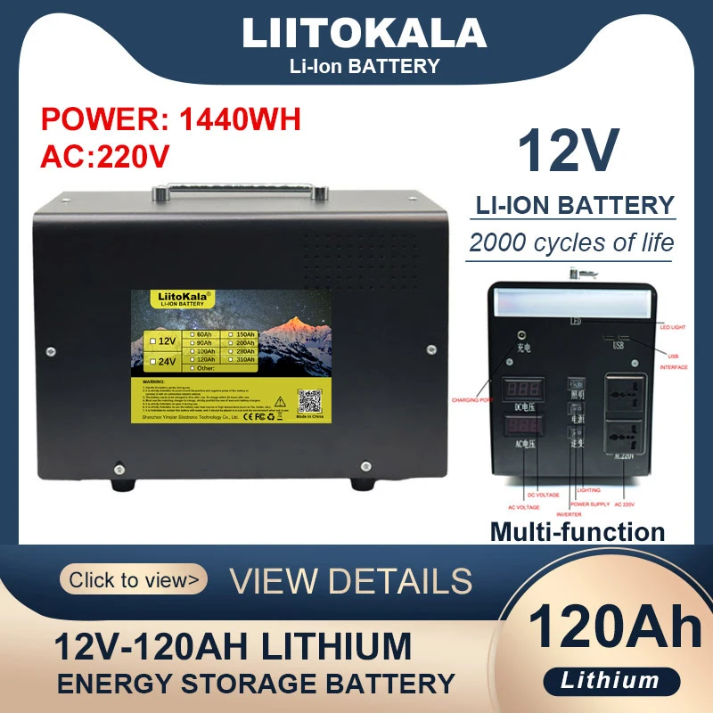 Liitokala Alimentatore Da Esterno 12V/220V 1000W Ad Alta Potenza 1440Wh Power Bank Portatile Home Backup Inverter Batteria Di Accumulo Di Energia
