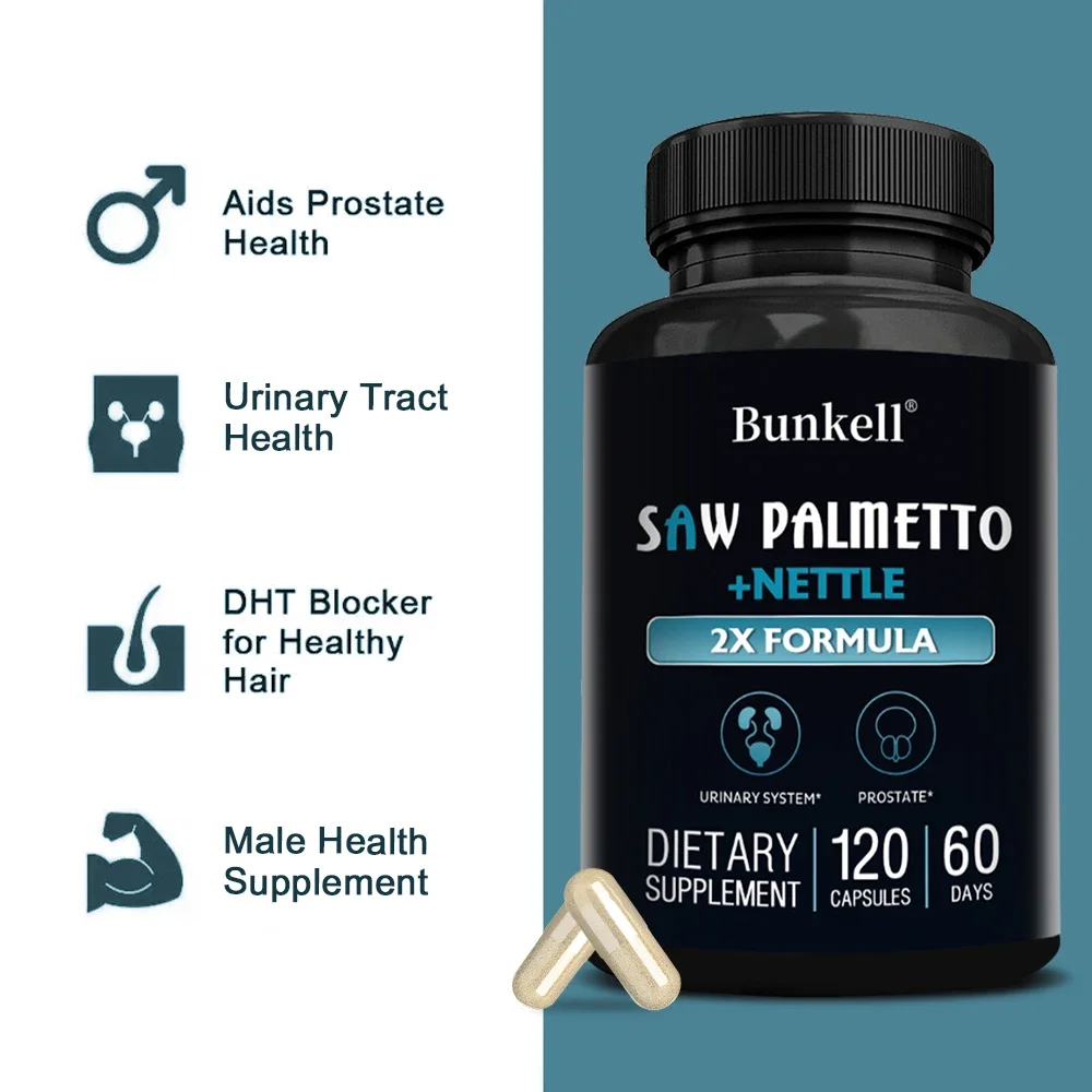 Saw Palmetto + Nettle-Promotes prostate and urinary tract health, hair growth, supports overall health, antioxidant