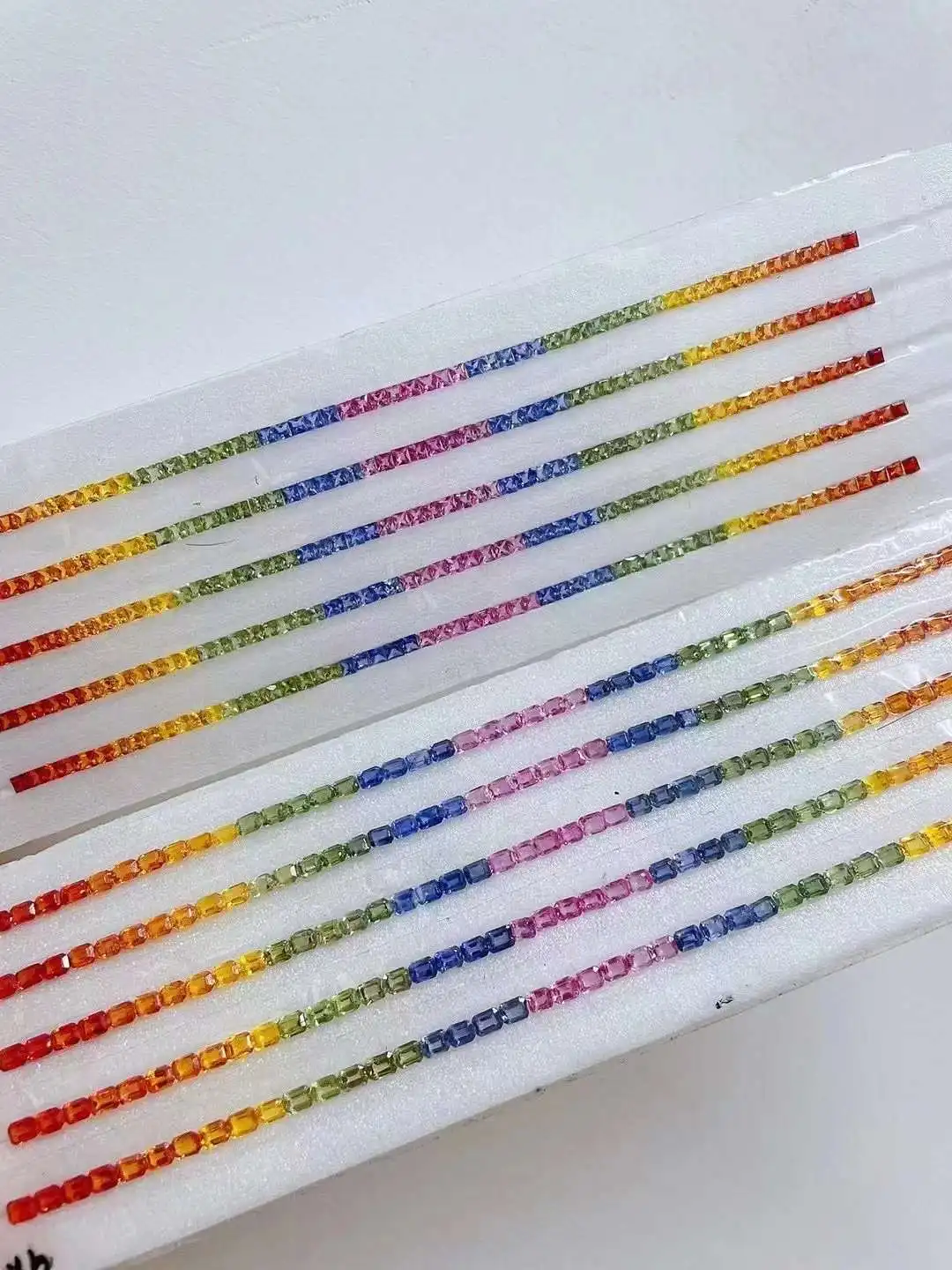 New Fashion High Quality Heart Shape Loose Gemstones Gradient Rainbow Strips corundom lab grown gemstone for DIY Jewelry