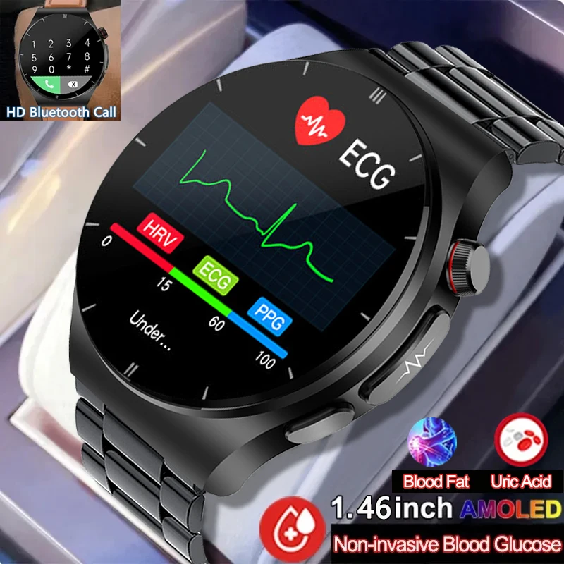 Medyczny poziom cukru we krwi Smart Watch z kwasem moczowym mężczyźni HRV ECG + PPG Monitor tętna tłuszcz we krwi Bluetooth Smartwatch z funkcją dzwonienia dla kobiet