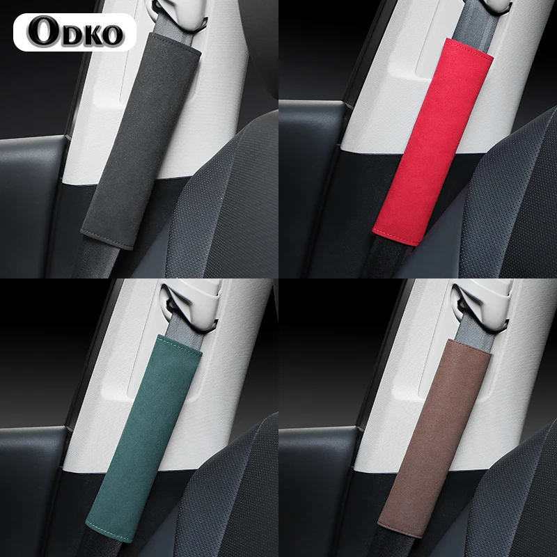 2Pcs Car Interior Accessories Seat Belt Suede Soft Safety Belt Shoulder Straps Cover Breathable Protection Padding Cushion
