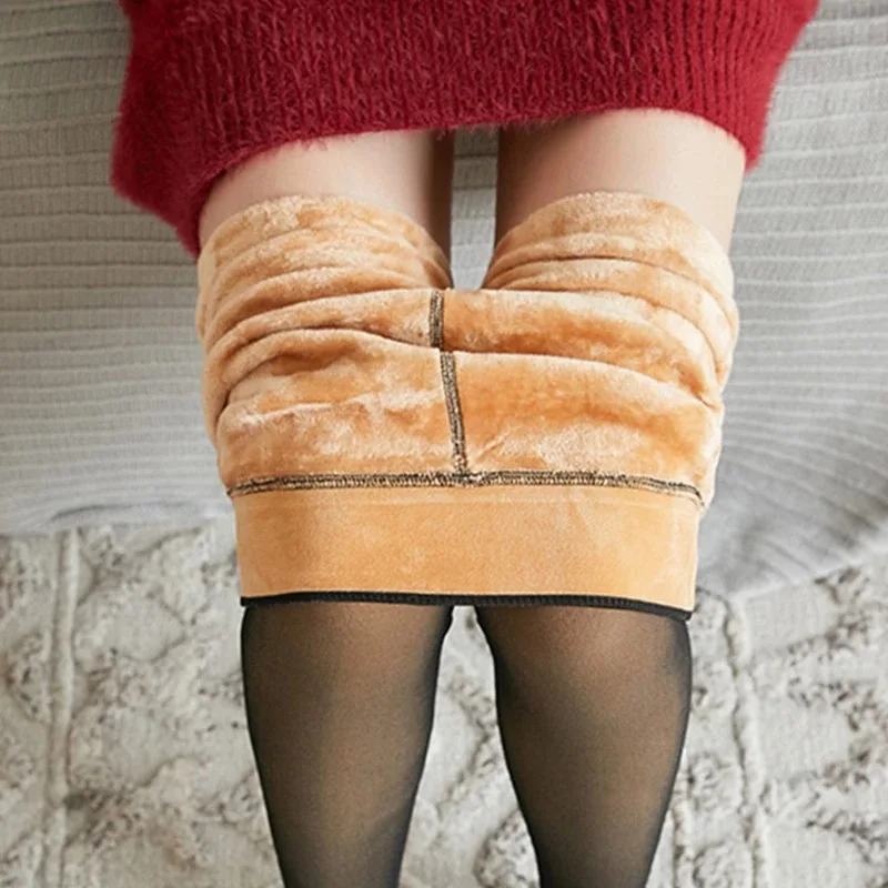 

Winter Thermal Pantyhose High Waist Elastic Women Elastic Black Slim Pantyhose For Women Casual Fashion Plus Velvet Thick Tights