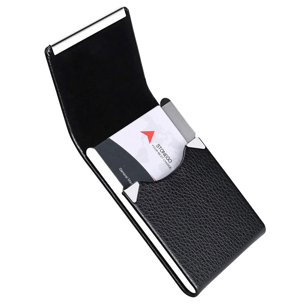 Slim PU Leather Business Card Holder Case with Magnetic Closure