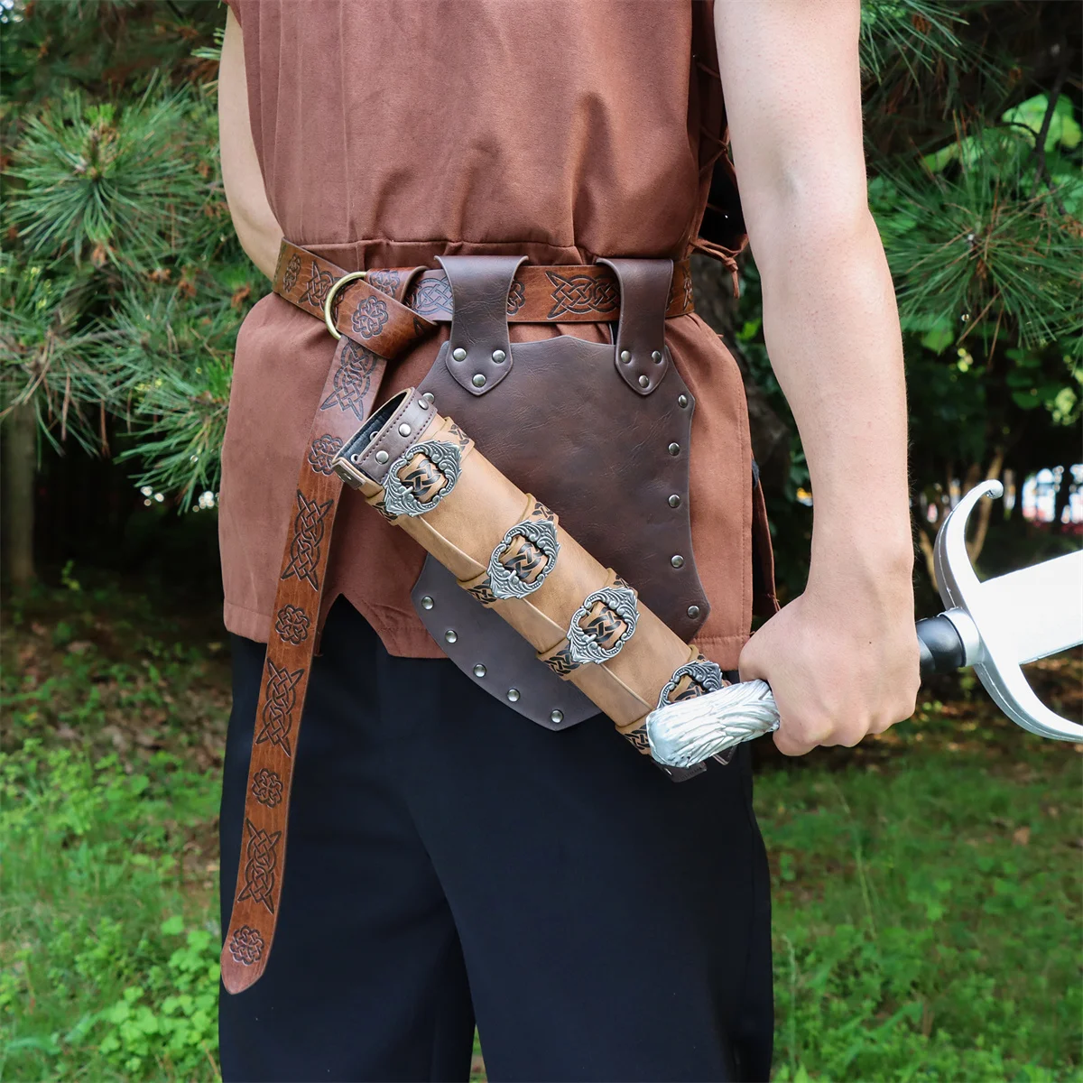 

Костюм на Хэллоуин, средневековый ремень, искусственная кожа, викингов, подставка для ног, аксессуар