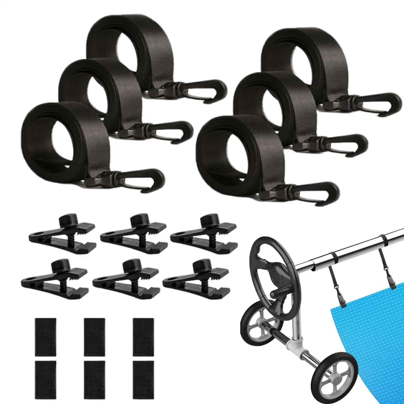 Solar Cover Reel Fastening Set Pool Cover Straps Solar Cover Roller Attachment Straps Solar Cover Reel Attachment Accessories