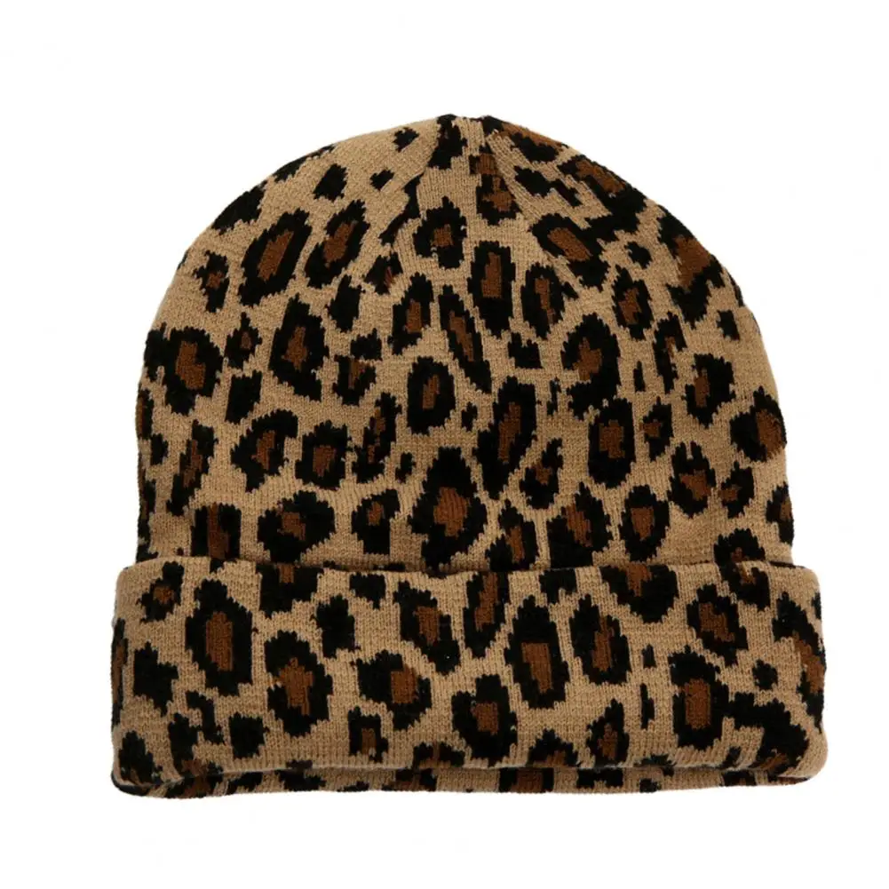 

Knitted Cap Stretchy for Outdoor Warm Outdoor Adult Leopard Dome Men Women for Outdoor