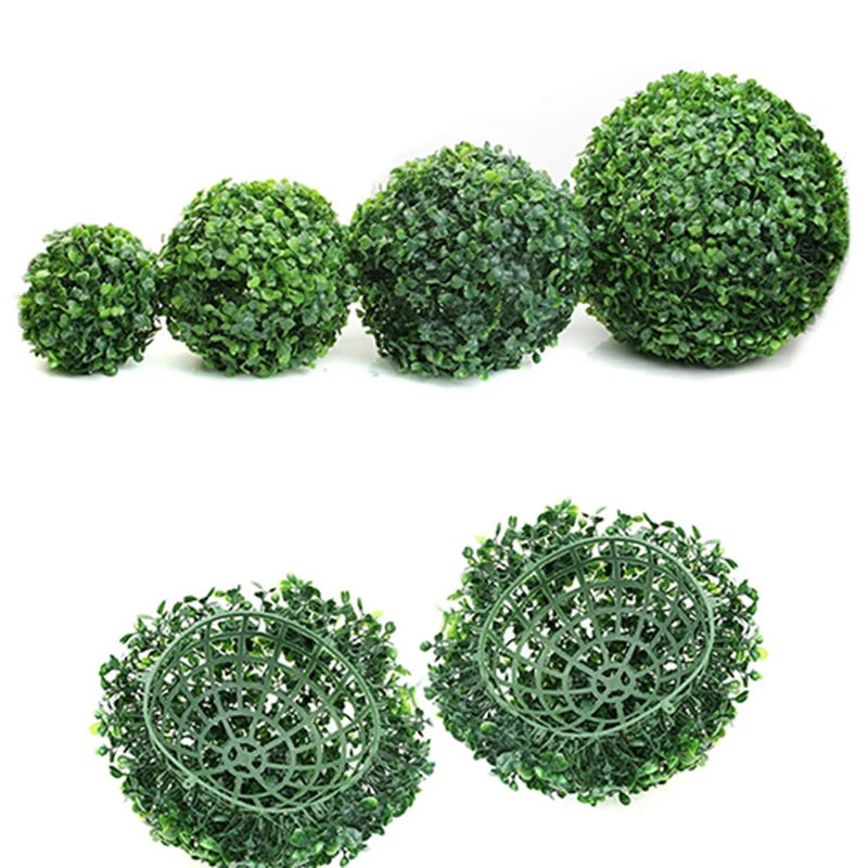 4 PC 12/18/25/30cm Artificial Plants Green Grass Ball Simulated Plants Decor Ball for Outdoor Courtyard Garden Decoration Props
