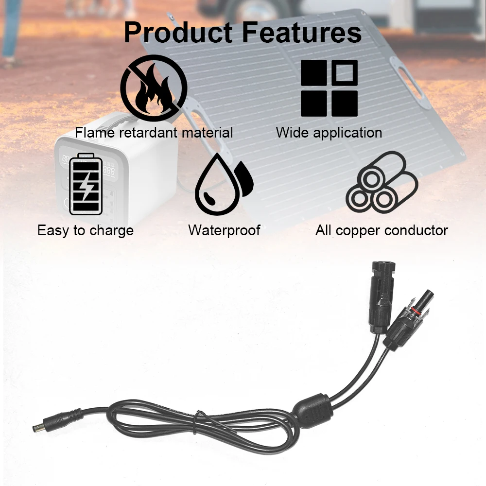 Solar Panel Connector Cable DC Connecter DC5.5MM*2.1MM for Solar Panel and Portable Power Station Genrator Battery