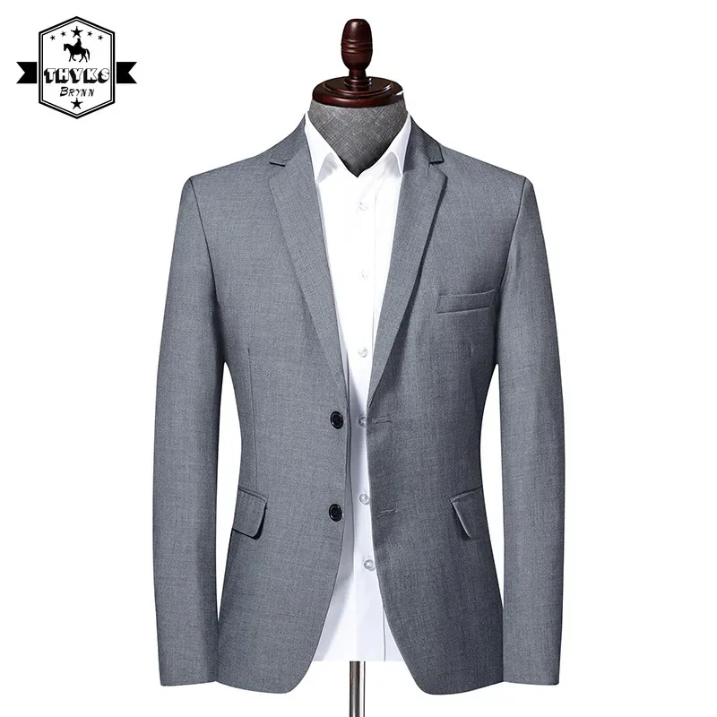 

Gray Single Breasted Blazers Men Casual Soild Black Suit Daily Jackets Slim Fit Korean New Fashion Outwear Elegant Luxury Coats