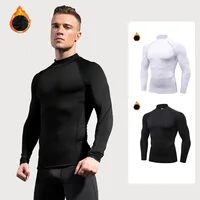 Men Compression Thermal Shirts High-Collar Thermal Underwear Male Long Sleeve t-Shirts Fleece Pajamas Blouses Thermal Clothing