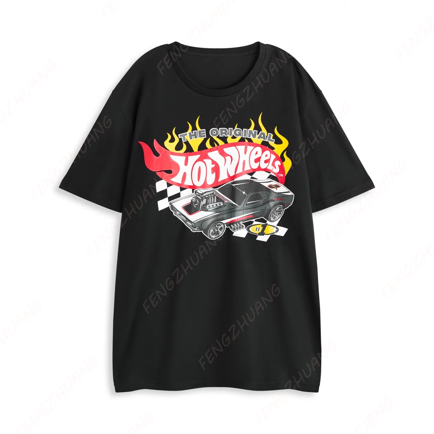 Hot Wheels Pyjama Set Short Sleeve Long Trousers Set Men and Women Loose Outfit Hot Sale Faddish Casual Set 2