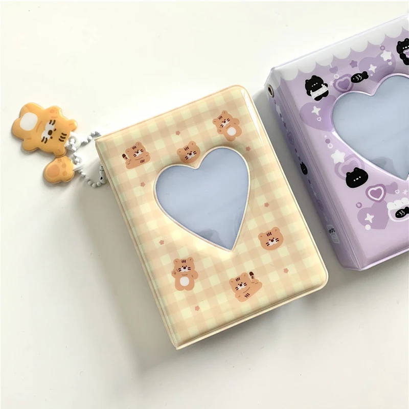 Cute Bear Photo Album 3 Inch Love Heart Hollow Picture Storage Case Kpop Card Binder Name Card Book Photocard Holder 36 Pockets photo album