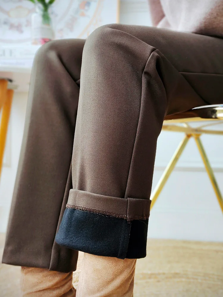 

Straight tube suit pants for women in 2023 new winter plush thick fitting high waisted pants