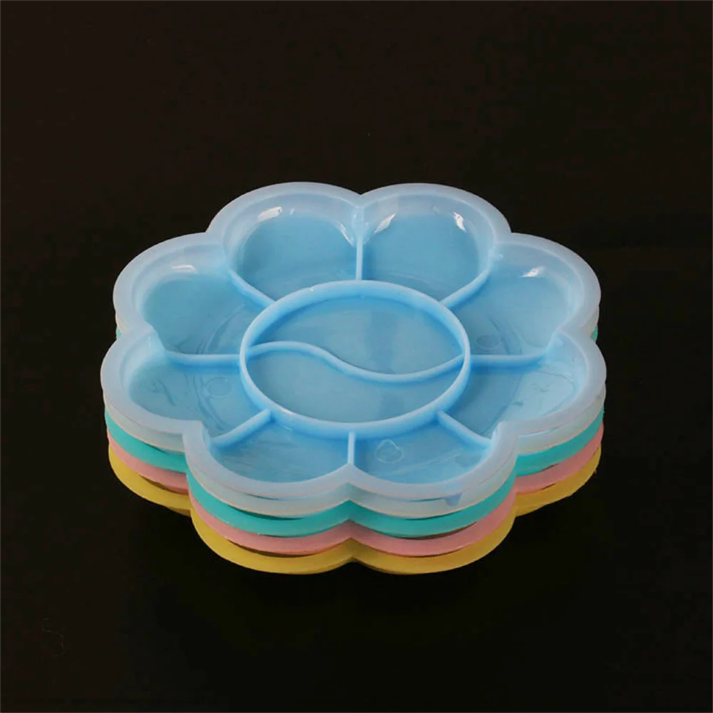 5pcs Plum-Shaped Blossom Palette  8 Cells Paint Tray Artist Watercolor White Paint Container Plastic Art Paint Box Diy Graffiti 5