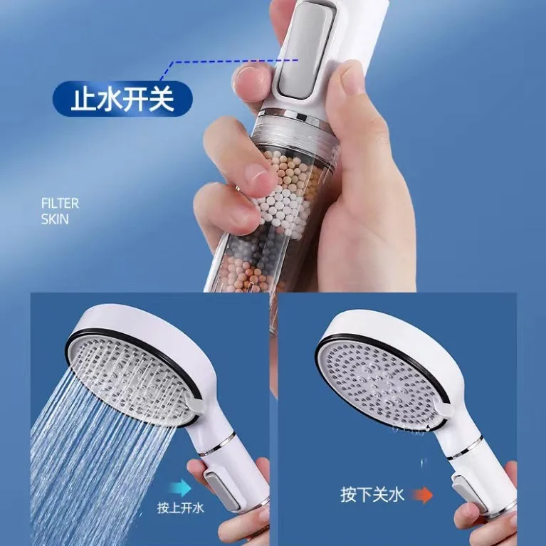 Soffione Doccia con 2 Tubo, Doccino Per Doccia Alta Pressione 3 Tipi