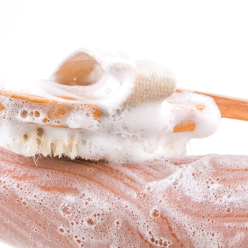 Natural Bristle Wood Bath Brush Exfoliator Massager