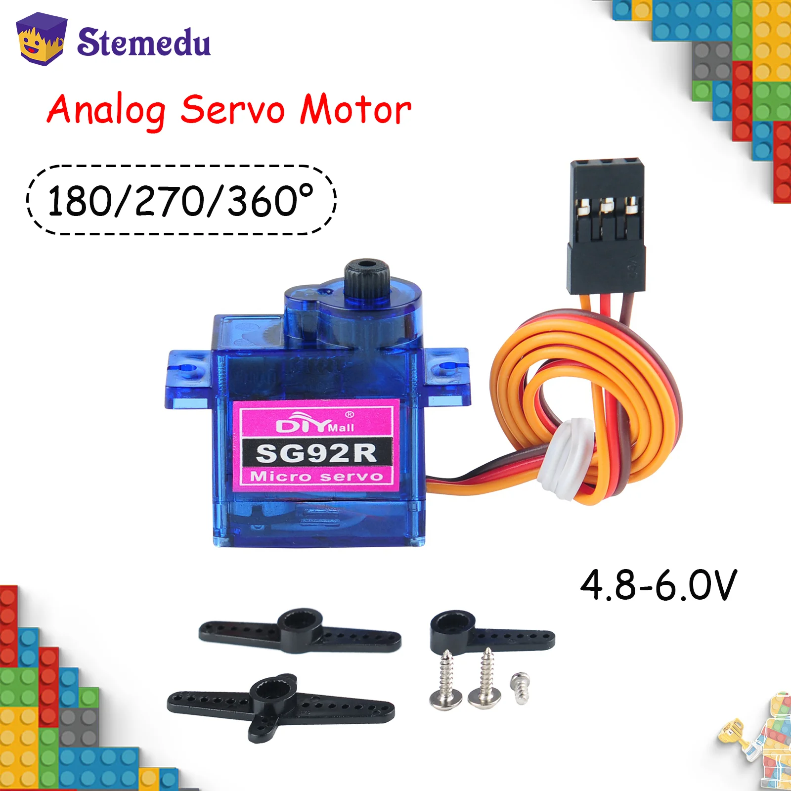 Mikro servomootori SG92R 9g jatkuva kierto 360° 270° 180° RC