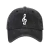 Music Note Print Baseball Cap Solid Color Washed Distressed Casual Sports Hats Lightweight Adjustable Dad Hat For Women Men 1