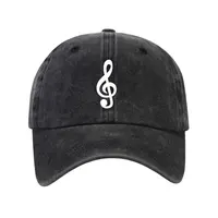Music Note Print Baseball Cap Solid Color Washed Distressed Casual Sports Hats Lightweight Adjustable Dad Hat For Women Men 1