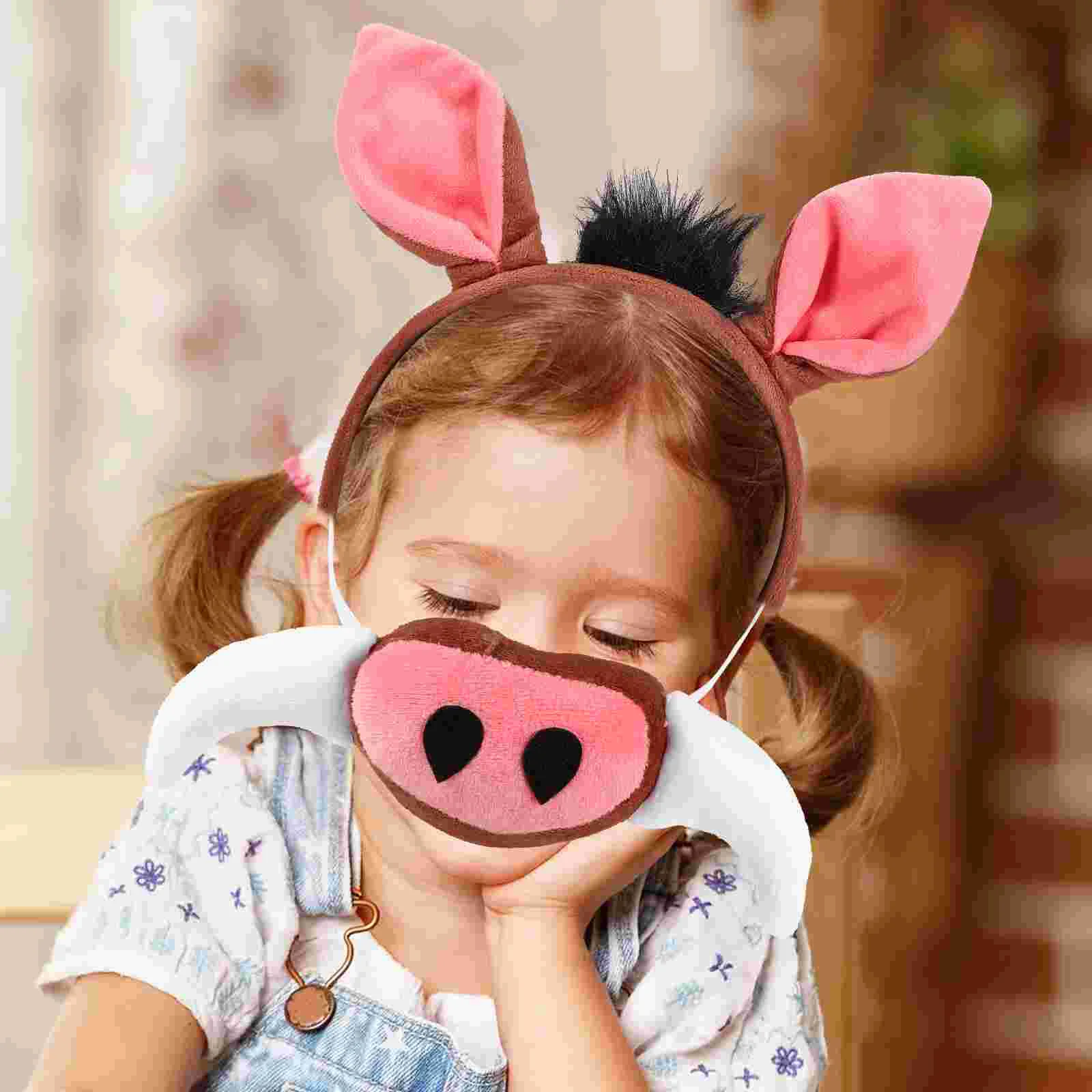 Headbands Lamb Warthog Bandana Animal Pig Ear Fake Nose Ears Costume Accessory Animals 4