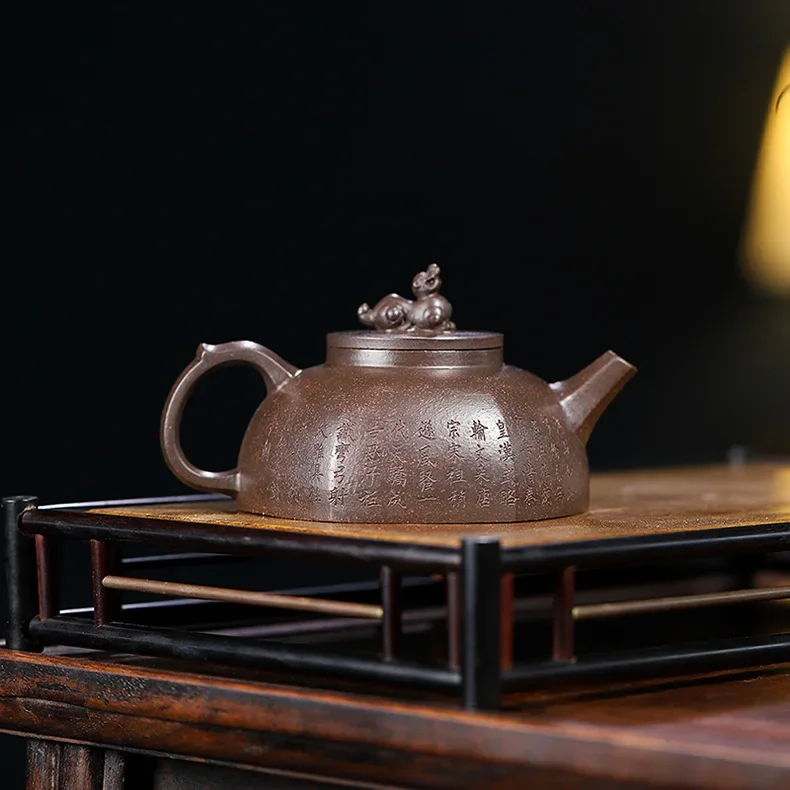 

200ml Chinese Yixing High-end Purple Clay Hexagonal Teapots Famous Handmade Tea Pot Carbonado Mud Kettle Zisha Teaset Collection