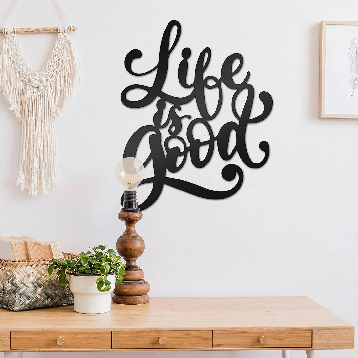 

Metal Wall Hanging Sign Life is Good Iron 3D Word Sign Vintage Iron Art Decor Rustic Farmhouse Indoor Outdoor Livingroom Bedroom