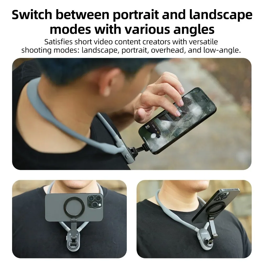 TELESIN MNM-001 ADAPTS to mobile phone magnetic neck integrated stand for first view shooting shock absorption