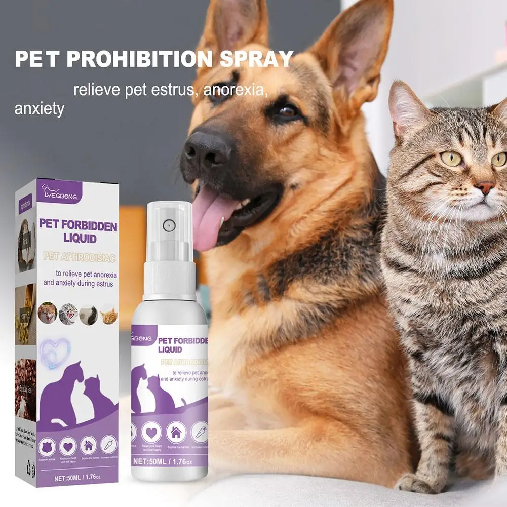 50ml Pet Calming Spray Prevent Howling Reduce Anxiety Soothe Mood Dog Cat Estrus Calming Supplies