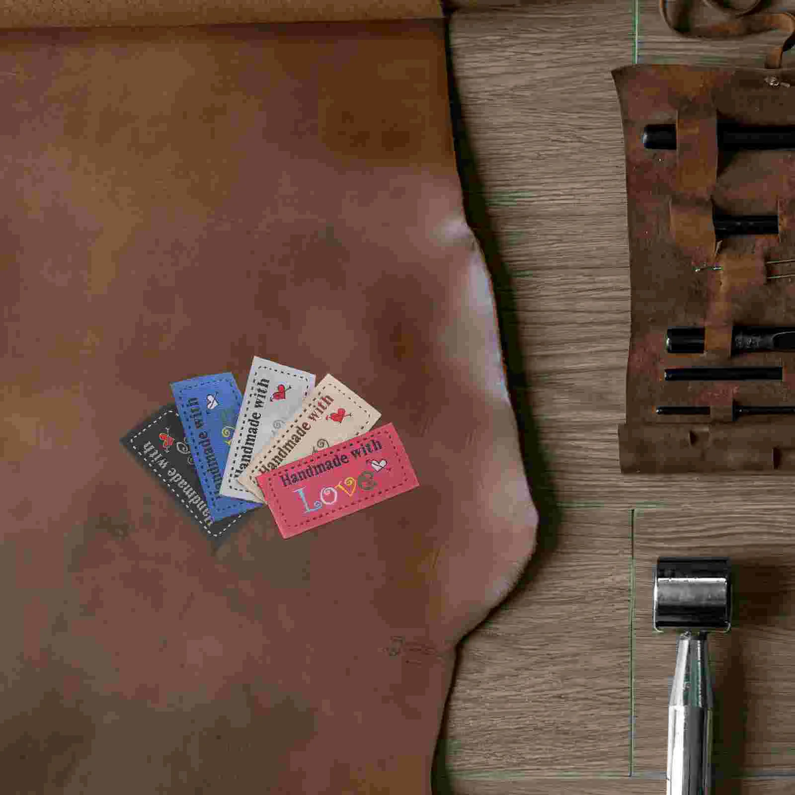 러브 우븐 라벨 수제 태그, 코튼 뜨게, 크로셰 액세서리 용품, 100 개