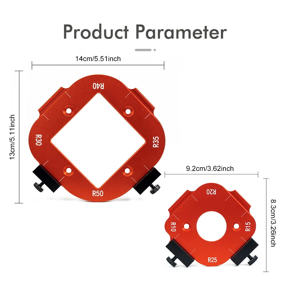 Woodworking Router Templates R10-R25/R30-R50 Radius Jig Corner Radius Reusable Positioning Tools Arc Template Hand Tools