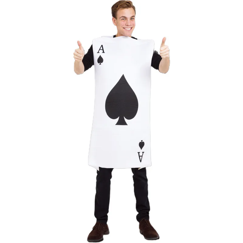 Unisex Adult Men Women Ace Of Spades Diamonds Poker Playing Card Costume Cosplay Funny Purim Halloween Party Fancy Dress Tunic