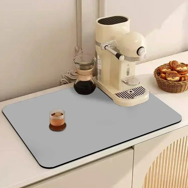 Solid Color Kitchen Countertop Mat, Natural Rubber & Silicone Diatom Mud  Coaster, Suitable For Table, Coffee Maker, Drainage Mat, Household Use,  30*40cm