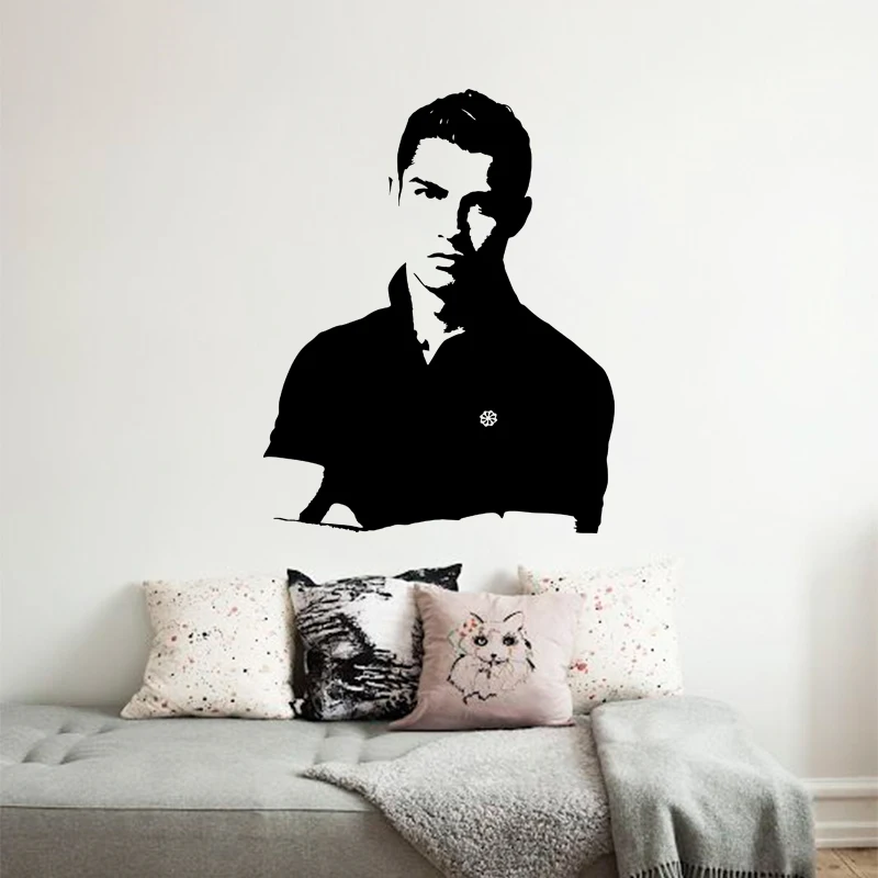 Art design cheap vinyl home decoration football player Cristiano Ronaldo wall sticker club house decor soccer athlete decals